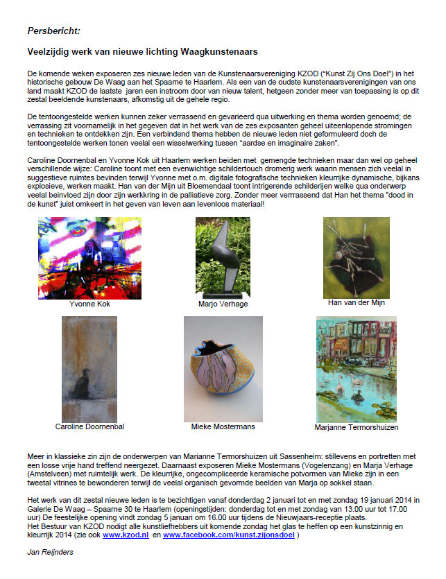 Veelzijdig werk van nieuwe lichting Waagkunstenaars