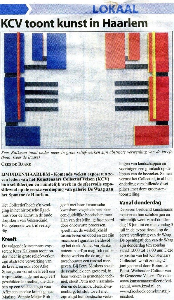 KCV expositie juni 2015 Nieuwsblad IJmuiden & Omstr.