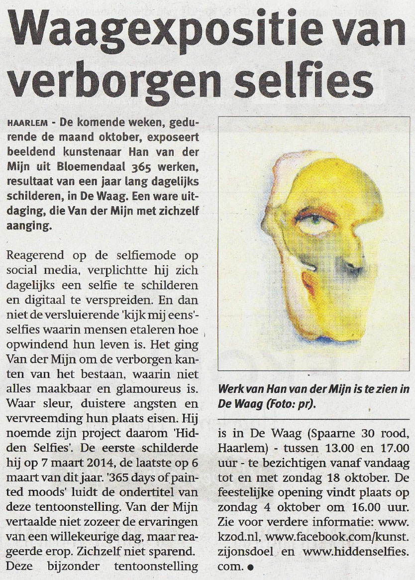 Persbericht | Waagexpositie van verborgen Selfies