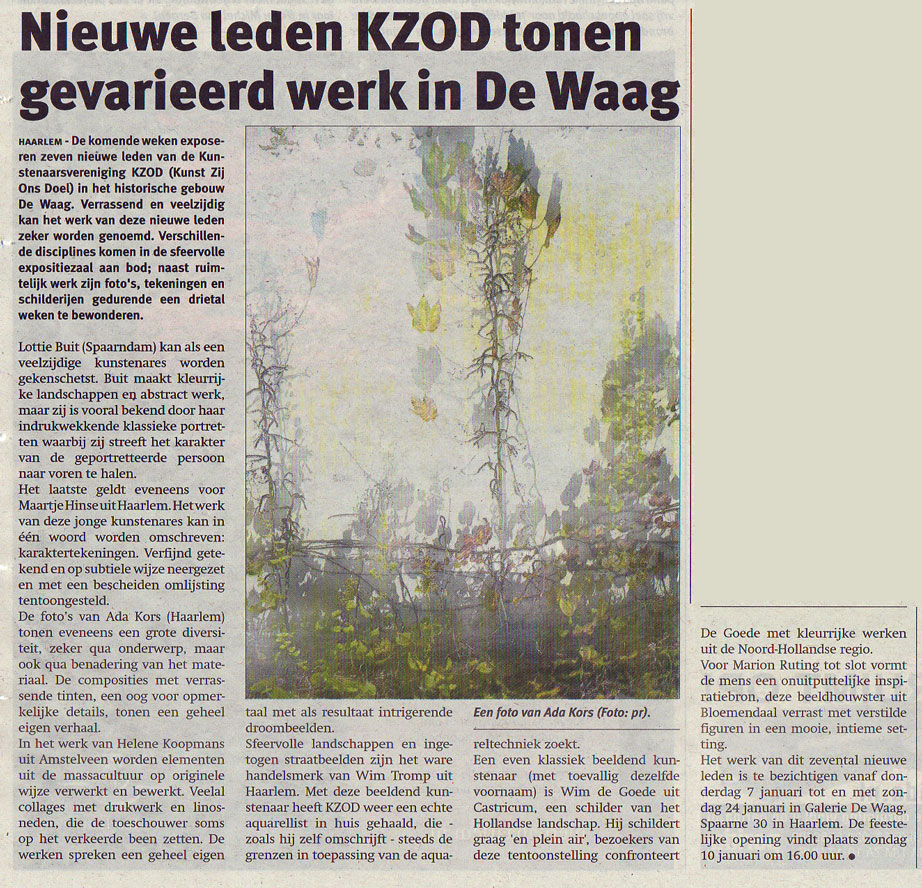 Persbericht | Nieuwe leden KZOD tonen gevarieerd werk in de Waag