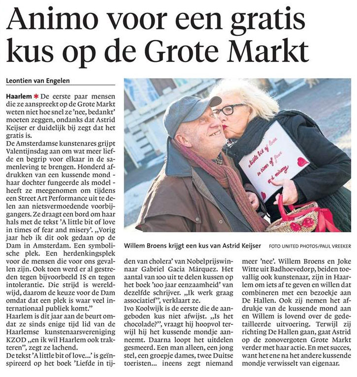 Animo voor een gratis kus op de grote markt