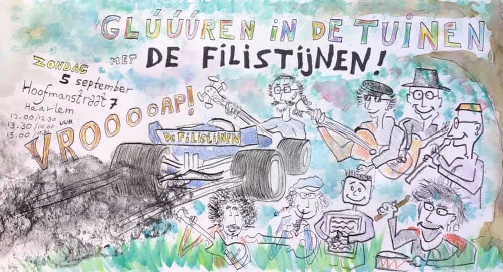 De Filistijnen treden op tijdens het evenement STRUINEN IN DE TUINEN editie 2021