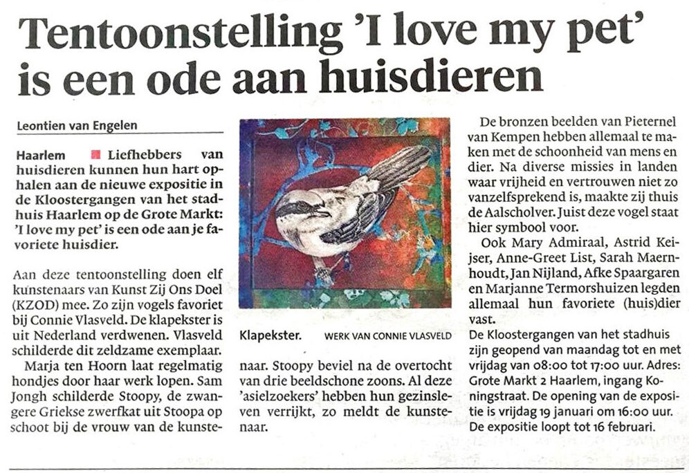 KZOD expositie I Love My Pet Haarlems Dagblad Leontien van Engelen